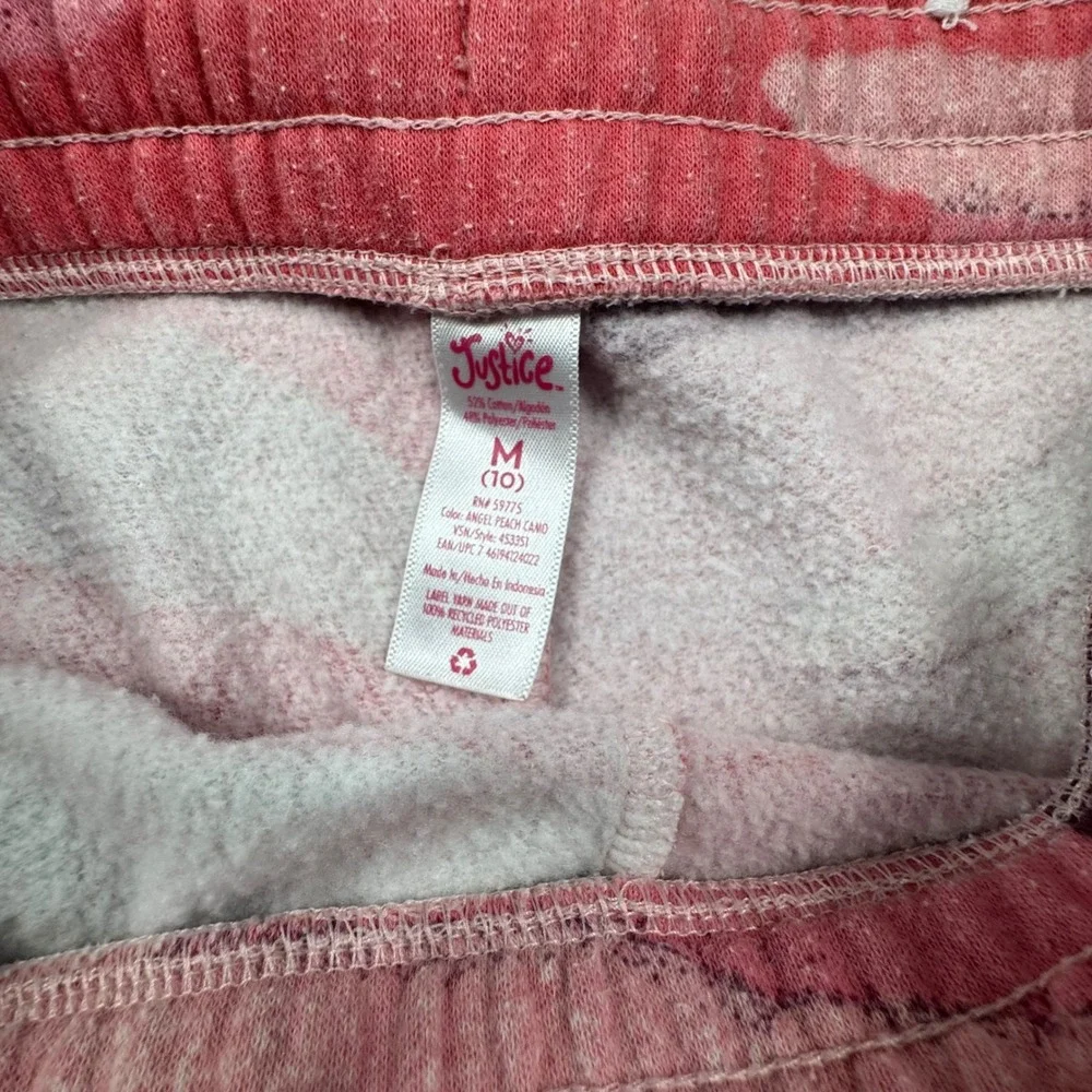 Justice Pink Camo Joggers Sweatpants Girls Size‎ M 10 Drawstring Waist